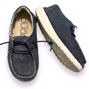 Kids Hey Dude Shoes Wendy Youth Sparkling Denim slip on Canvas Toddler 10